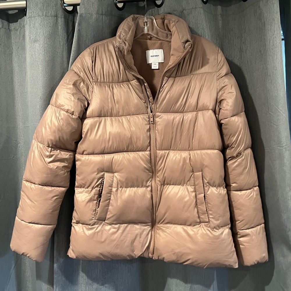 Old Navy taupe puffer jacket